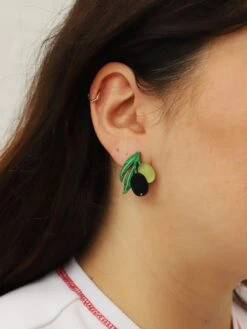 Wolf & Moon Olive Studs -Wolf & Moon olive studs model 2