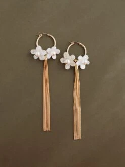 Wolf & Moon Ophelia Statement Hoops In White -Wolf & Moon ophelia statement earrings white lifestyle 3