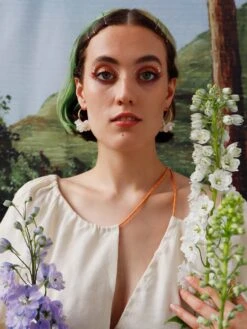 Wolf & Moon Ophelia Statement Hoops In White -Wolf & Moon ophelia statement hoops white model 3