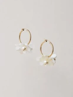 Wolf & Moon Ophelia Statement Hoops In White -Wolf & Moon ophelia statement hoops white no tassel lifestyle hanging 2