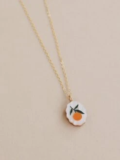 Wolf & Moon Orange Charm Necklace