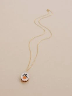 Wolf & Moon Orange Charm Necklace -Wolf & Moon orange charm necklace lifestyle 3