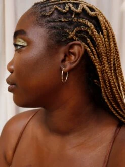 Wolf & Moon Gold-Filled Oval Hoops -Wolf & Moon oval hoop gf 29 model 2