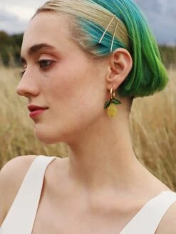 Wolf & Moon Pear Hoops II -Wolf & Moon pear hoops ii model 1