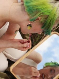 Wolf & Moon Pear Hoops II -Wolf & Moon pear hoops ii model 4