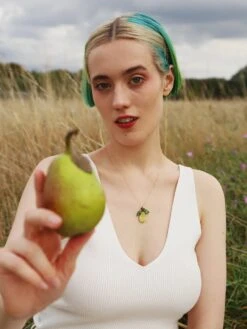 Wolf & Moon Pear Necklace II -Wolf & Moon pear necklace ii model 1