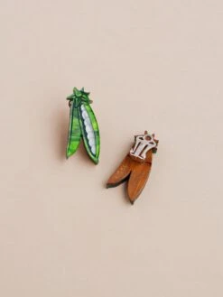 Wolf & Moon Peas In A Pod Studs - Clip On 14 Wolf & Moon Peas In A Pod Studs - Clip On -Wolf & Moon peas in a pod clipons lifestyle 1