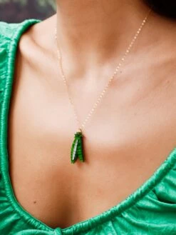 Wolf & Moon Peas In A Pod Necklace -Wolf & Moon peas in a pod necklace model 4