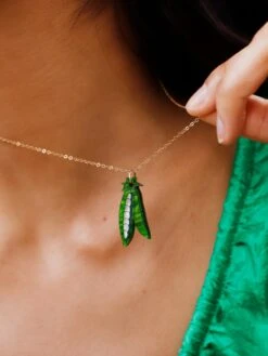 Wolf & Moon Peas In A Pod Necklace -Wolf & Moon peas in a pod necklace model 5