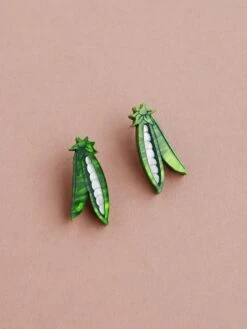 Wolf & Moon Peas In A Pod Studs - Clip On 15 Wolf & Moon Peas In A Pod Studs - Clip On -Wolf & Moon peas in a pod studs lifestyle 5
