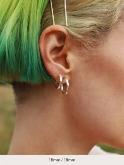 Wolf & Moon Sterling Silver Hoops -Wolf & Moon plainhoopsmodelwithsizes 05