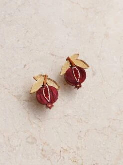 Wolf & Moon Mini Pomegranate Studs - Clip-On