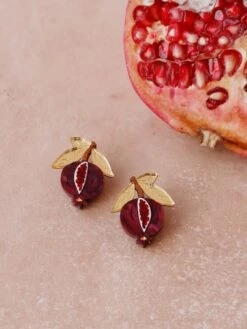 Wolf & Moon Mini Pomegranate Studs - Clip-On -Wolf & Moon pomegranate studs lifestyle 1 8ae21de6 a463 4808 929f 376e8eac7091
