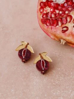 Wolf & Moon Mini Pomegranate Studs