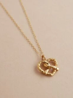 Wolf & Moon Pretzel Necklace -Wolf & Moon pretzel necklace gold lifestyle 2