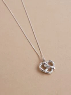 Wolf & Moon Pretzel Necklace -Wolf & Moon pretzel necklace silver lifestyle 1