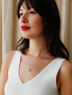 Wolf & Moon Pretzel Necklace -Wolf & Moon pretzel necklace silver model 1