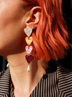 Wolf & Moon Quinn Statement Earrings In Rainbow -Wolf & Moon quinn statement earrings model 2