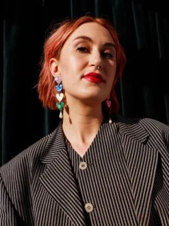 Wolf & Moon Quinn Statement Earrings In Rainbow -Wolf & Moon quinn statement earrings model 4