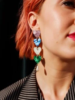 Wolf & Moon Quinn Statement Earrings In Rainbow -Wolf & Moon quinn statement earrings model 5