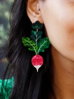 Wolf & Moon Radish Statement Earrings -Wolf & Moon radish statement earrings model 3