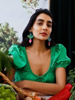 Wolf & Moon Radish Statement Earrings -Wolf & Moon radish statement earrings model 4