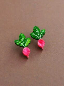 Wolf & Moon Radish Studs - Clip On -Wolf & Moon radish studs lifestyle 2