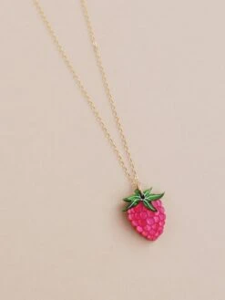 Wolf & Moon Raspberry Necklace -Wolf & Moon raspberry necklace lifestyle 1