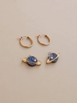 Wolf & Moon Saturn Hoops In Midnight 16 Wolf & Moon Saturn Hoops In Midnight -Wolf & Moon saturn hoops midnight lifestyle 4