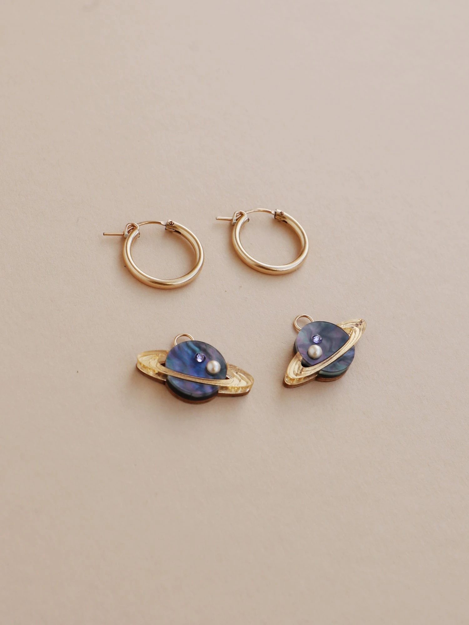 Wolf & Moon Saturn Hoops In Midnight 9 Wolf & Moon Saturn Hoops In Midnight - Image 7