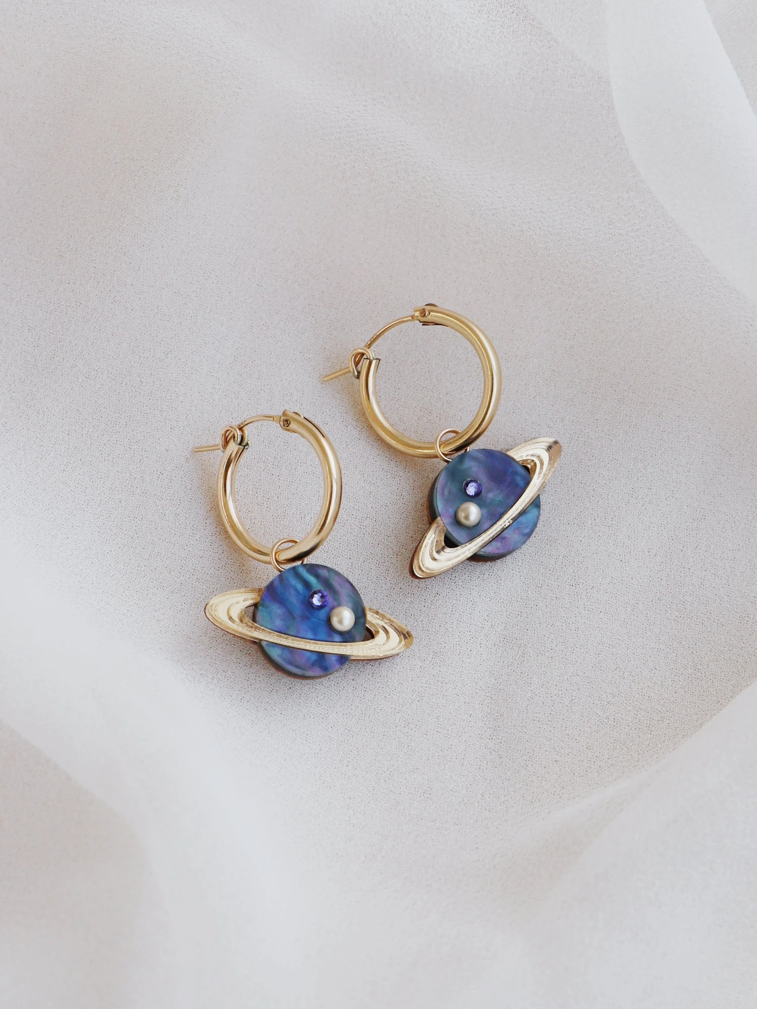 Wolf & Moon Saturn Hoops In Midnight 6 Wolf & Moon Saturn Hoops In Midnight - Image 4