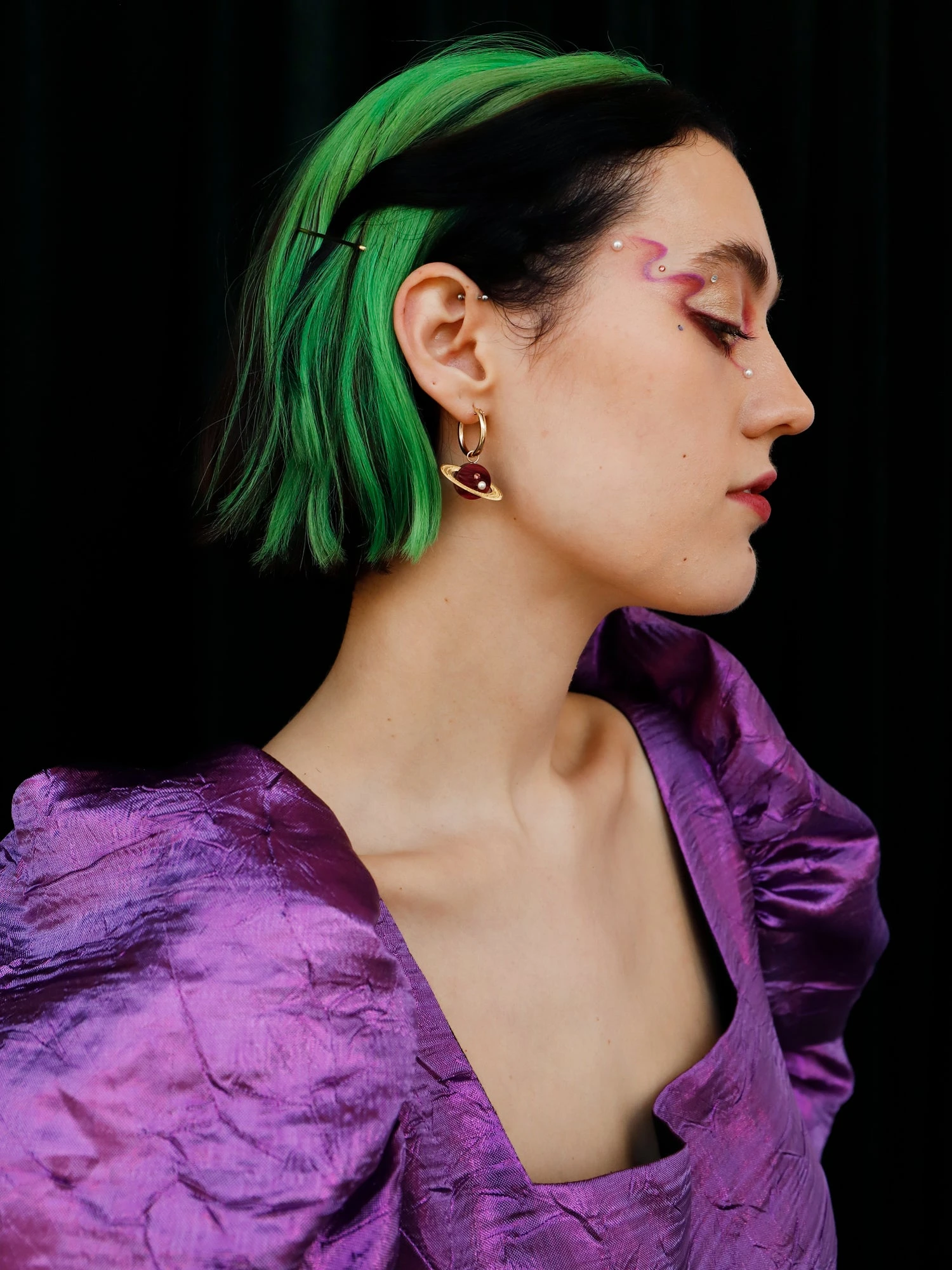 Wolf & Moon Saturn Hoops In Cherry 8 Wolf & Moon Saturn Hoops In Cherry - Image 6