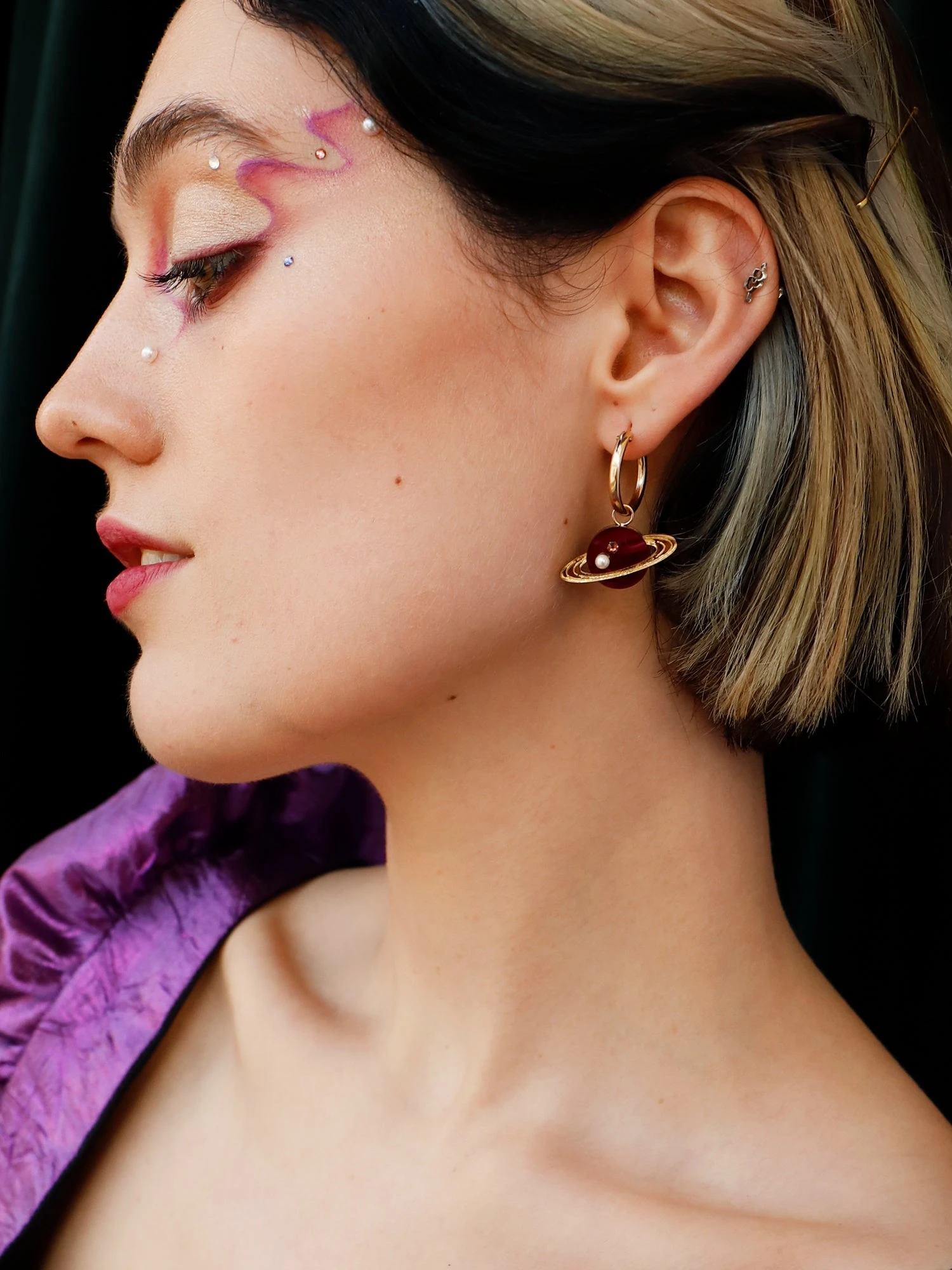 Wolf & Moon Saturn Hoops In Cherry 9 Wolf & Moon Saturn Hoops In Cherry - Image 7