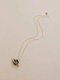 Wolf & Moon Saturn Necklace In Midnight -Wolf & Moon saturn necklace midnight lifestyle 3