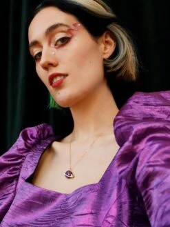 Wolf & Moon Saturn Necklace In Cherry -Wolf & Moon saturn necklace model 2