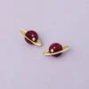Wolf & Moon Saturn Studs In Cherry 2 Wolf & Moon Saturn Studs In Cherry -Wolf & Moon saturn studs lifestyle 1 V2