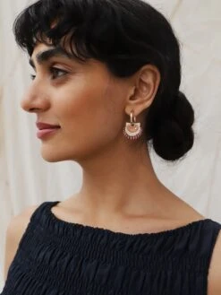 Wolf & Moon Scallop Shell Hoops -Wolf & Moon scallop hoops model 3