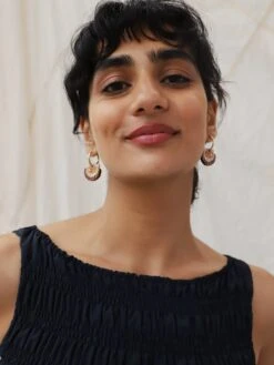 Wolf & Moon Scallop Shell Hoops -Wolf & Moon scallop hoops model 5