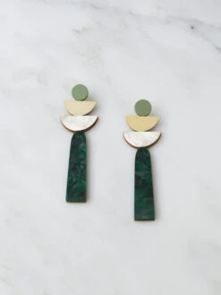 Wolf & Moon Selene Earrings In Green Marble 14 Wolf & Moon Selene Earrings In Green Marble -Wolf & Moon selene earrings green 750