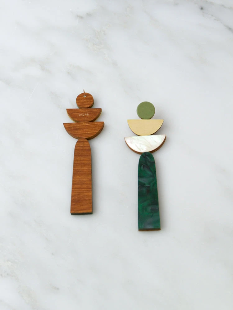 Wolf & Moon Selene Earrings In Green Marble 7 Wolf & Moon Selene Earrings In Green Marble - Image 5