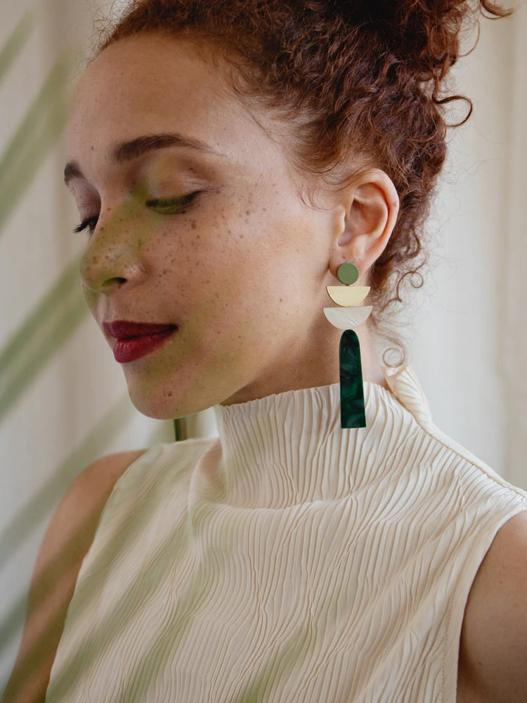 Wolf & Moon Selene Earrings In Green Marble 10 Wolf & Moon Selene Earrings In Green Marble - Image 8