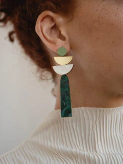 Wolf & Moon Selene Earrings In Green Marble 13 Wolf & Moon Selene Earrings In Green Marble -Wolf & Moon selene earrings green model 3 750