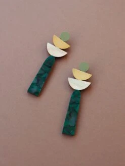 Wolf & Moon Selene Earrings In Green Marble 17 Wolf & Moon Selene Earrings In Green Marble -Wolf & Moon selene earrings lifestyle 1