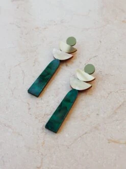 Wolf & Moon Selene Earrings In Green Marble 16 Wolf & Moon Selene Earrings In Green Marble -Wolf & Moon selene earrings lifestyle 3