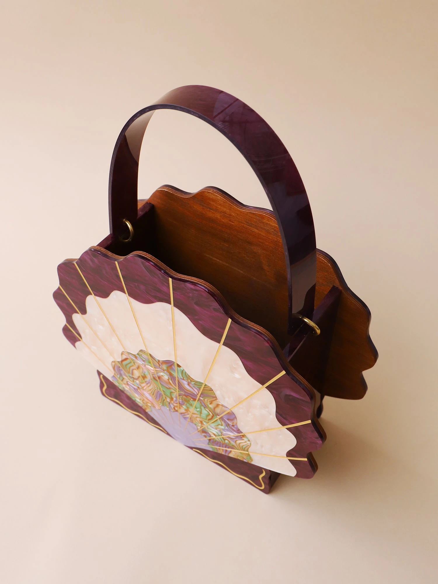 Wolf & Moon Scallop Shell Bag In Cherry 5 Wolf & Moon Scallop Shell Bag In Cherry - Image 3