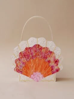 Wolf & Moon Scallop Shell Bag In Sunset -Wolf & Moon shell bag sunset lifestyle 8