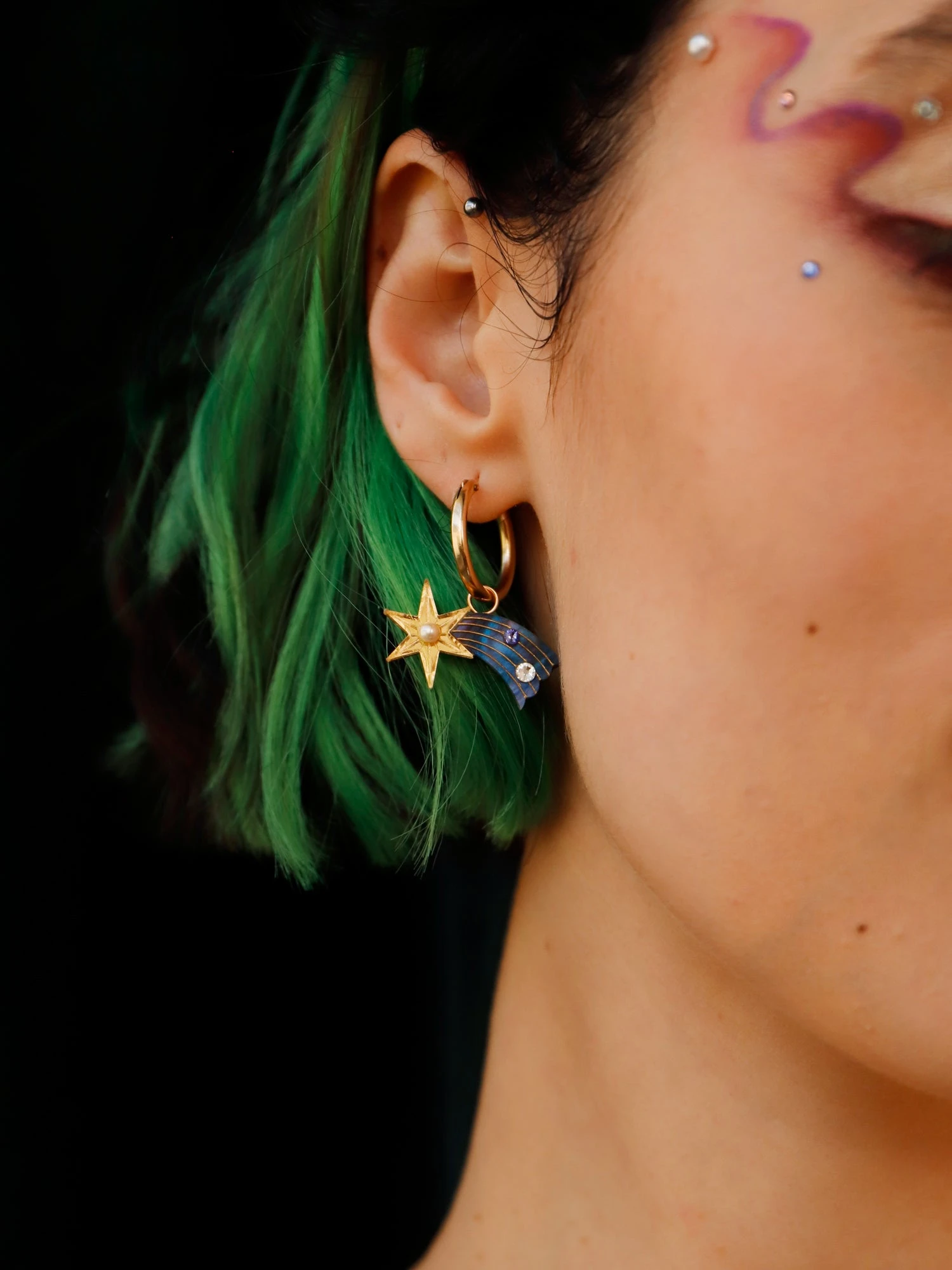 Wolf & Moon Shooting Star Hoops 4 Wolf & Moon Shooting Star Hoops - Image 2