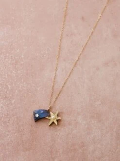 Wolf & Moon Shooting Star Necklace