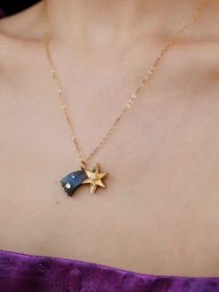 Wolf & Moon Shooting Star Necklace 18 Wolf & Moon Shooting Star Necklace -Wolf & Moon shooting star necklace model 4