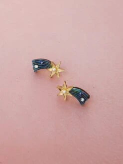 Wolf & Moon Shooting Star Studs -Wolf & Moon shooting star studs lifestyle 1